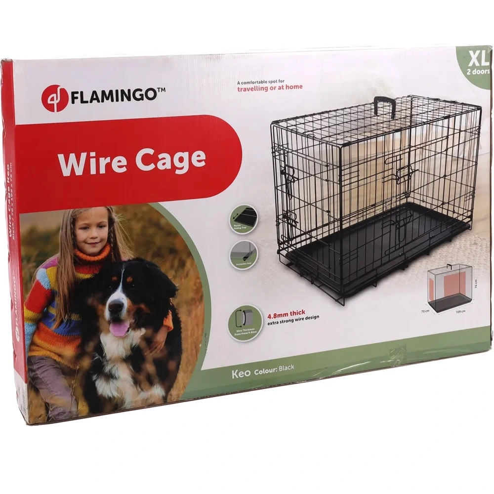 Flamingo Hundebur i metal Keo Sort XL